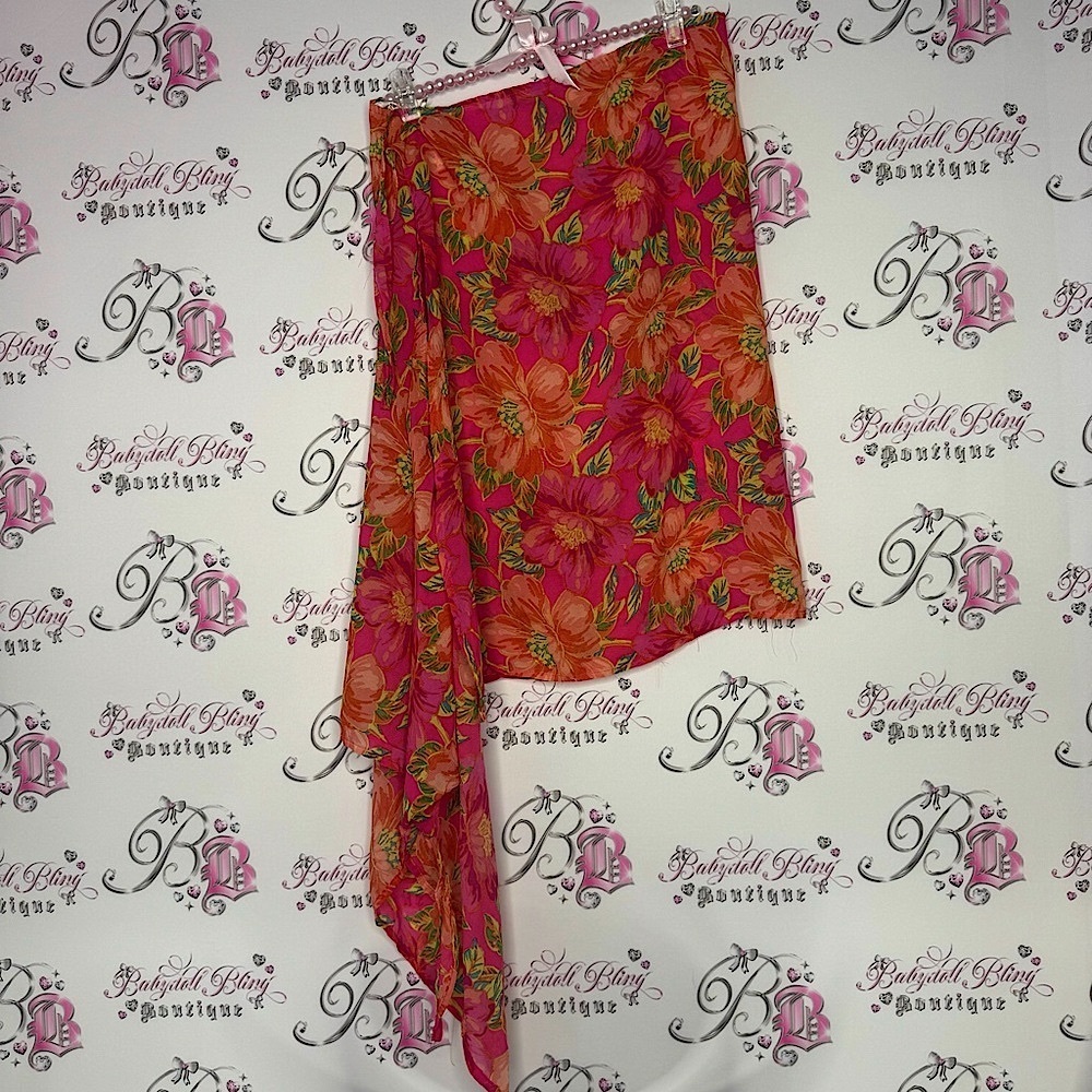 BeachRiot skirt wrap coverup floral pink green orange yellow flowers beach swim